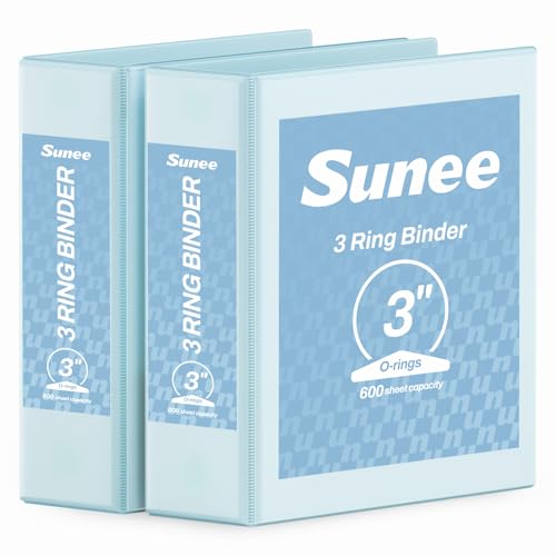 SUNEE 3 Ring Binder 3 Inch 2 Pack, Clear View Binder Three Ring PVC-Free (Fit 8.5x11 Inches) for School or Office Supplies, Blue - color: Blue, size: 3 Inch