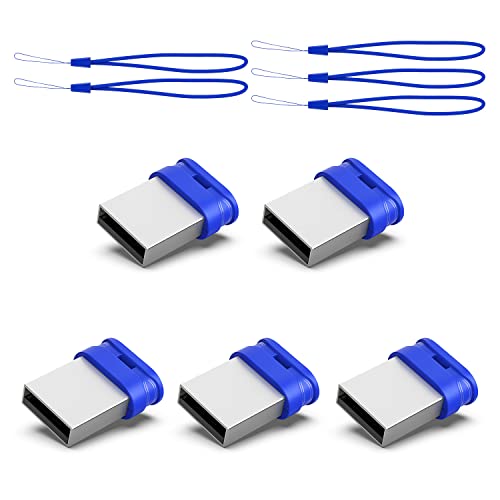 K&ZZ 5 Pack 32GB USB Flash Drive Small Thumb Drives with Lanyard 32GB Mini USB 2.0 Memory Stick USB Drive Zip Drive External Storage, Blue - color: Blue (5Pack), size: 32GB 2.0