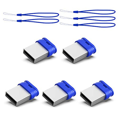 K&ZZ 64GB 5 Pack USB Flash Drives with Lanyard 64G Small USB Drive Ultra Fit Flash Drives Mini Thumb Drive 64 GB Micro USB 2.0 Pen Drive, Blue - color: Blue (5Pack), size: 64GB 2.0
