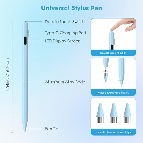 MoKo Universal Capacitive Stylus Pencil for Touch Screen, Blue - color: Blue