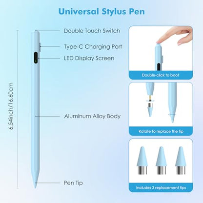 MoKo Universal Capacitive Stylus Pencil for Touch Screen, Blue - color: Blue