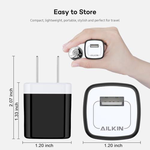 5 Pack USB Outlet Plug, Charger Block, Single Port USB-A Wall Charging Cube | USB AC Power Plug for iPhone Android Samsung Galaxy Google Pixel, MultiPack Phone Charger Brick Box Base Adaptor Cargador - size: 6ft, style: USB Wall Charger