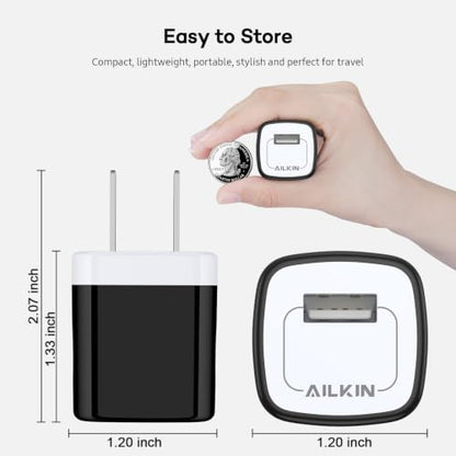 5 Pack USB Outlet Plug, Charger Block, Single Port USB-A Wall Charging Cube | USB AC Power Plug for iPhone Android Samsung Galaxy Google Pixel, MultiPack Phone Charger Brick Box Base Adaptor Cargador - size: 6ft, style: USB Wall Charger