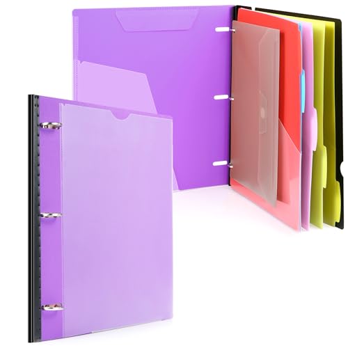WOT I Telescoping Project Organizer, Refillable 3 Ring Binder with Dividers and Pockets, 13 Pocket Folders, 1 Inch 3 Rings, Purple - color: Purple, size: 1 Pack