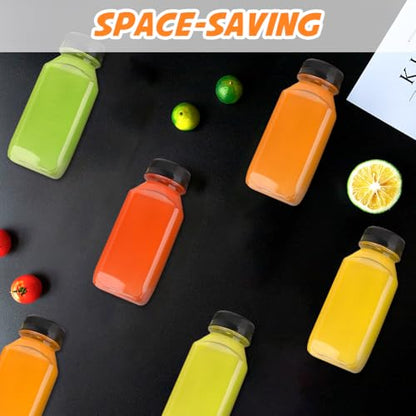 Leaflai Juice Bottles - 8oz Bottles with Lids, 12 pcs Plastic Juice Containers with Caps Reusable Drink Containers for Juice Milk Coffee Water Smoothie and Other Beverages,Christmas gift - size: 8oz