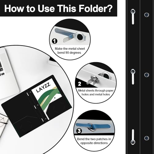 Two Pocket Folders with Prongs, LAYZZ 60 Pack Poly Plastic Folders, Heavy Duty Plastic Folders with Pockets and Prongs, Letter Size, for Offices and Schools (Black) - color: Black