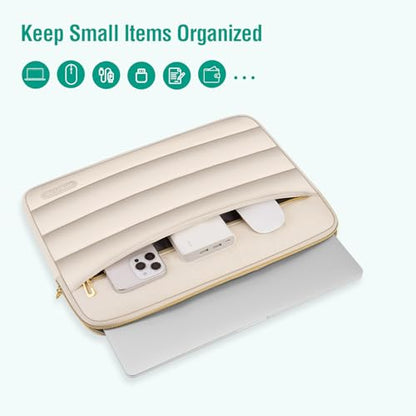MOSISO Laptop Case 16 inch, 15-15.6 inch Puffy Laptop Sleeve, Sand | Compatible with MacBook Pro 16 M5 M4 M3 M2 M1, HP Dell ASUS Acer Toshiba Lenovo, Polyester Horizontal Bag with Small Case - color: Sand, size: 16 inch