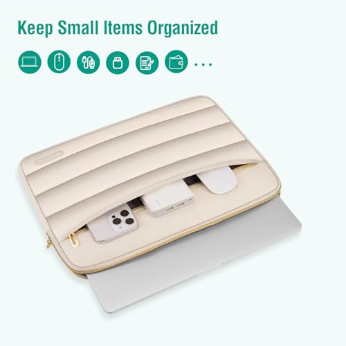 MOSISO Laptop Case 13.3 inch,13-13.3inch Puffy Laptop Sleeve, Sand | Compatible with MacBook Air 13.6 M5 M4 M3 M2 M1/Neo/Pro 13/14,HP Dell ASUS Lenovo,Polyester Horizontal Bag with Small Case - color: Sand, size: 13.3 inch