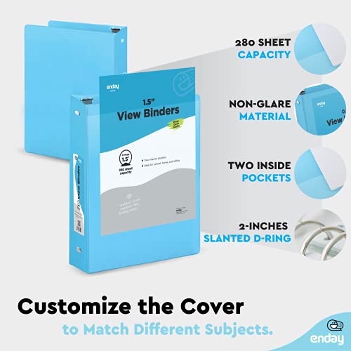 Enday 3 Ring Binder 1.5 Inch, Blue Heavy Duty Three Ring Binder, 325 Sheets Capacity - 1.5 Inch Binder for Home School and Office - color: Blue, size: 1.5-Inch