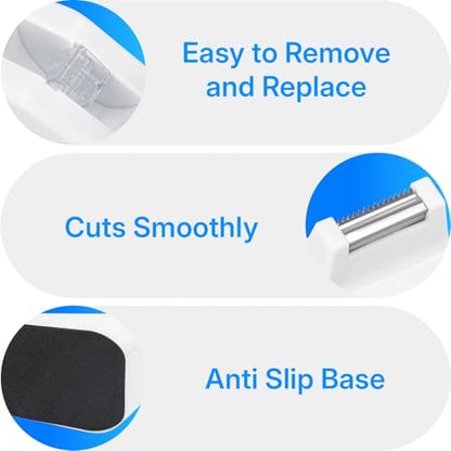 OWLKELA Lightweight Desktop Tape Dispenser, Non-Skid Base Tape with Dispenser, Ideal for Office, Home and School, 1 Pack Tape Holder with 8Pcs Transparent Tape, 0.71 Inch x 1000 Inches, White - color: White, size: 1 Pcs