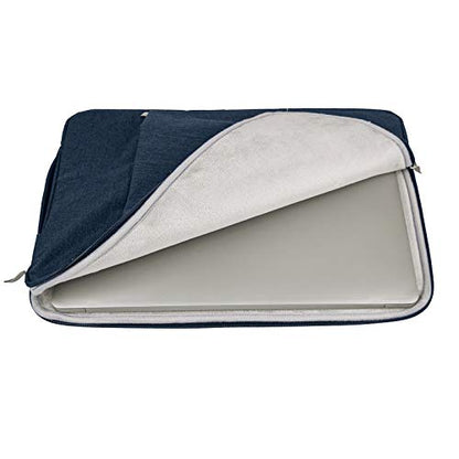 RAINYEAR 15.6 inch Laptop Sleeve Case Bag with Handle & Pocket, Navy Blue | Protective Padded Polyester Laptop Sleeve Case Briefcase Compatible with 15.6 Inch Notebook Computer Chromebook - color: Navy Blue, size: 15.6"