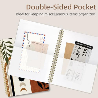 Cute Spiral Notebook journal A4 Aesthetic Pretty Design for Women Girls Kawaii with Pocket, 8.5 x 11 inch, Graph, Moon Boho - color: Moon Boho, style: Graph