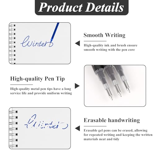 0.7 mm Erasable Gel Ink Pen Refills Compatible with Frixion Friction, Smooth Writing Multicolor Retractable Fine Point Pen Refill for School Office Home Art (Blue & Black, 16) - style: Blue & Black