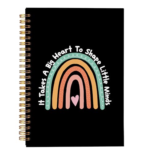 VNWEK Rainbow Teacher Spiral Notebook Journal 5.5x8.3 Inch, Preschool Kindergarten Teacher Gifts Journal, It Takes a Big Heart to Shape Little Minds Lined Hardcover Spiral Notebook - color: lz-notebook-1