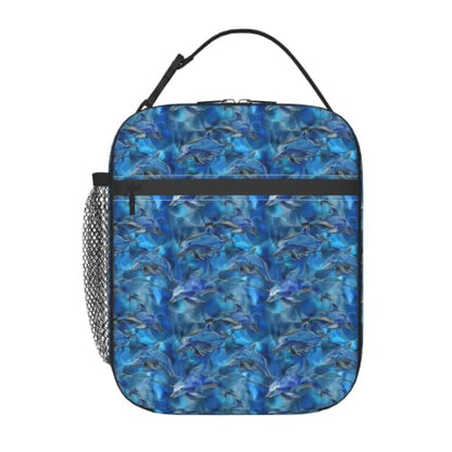 Alcohol Ink Dolphins Lunch Bag 10In | Insulated Lunch Box Reusable Tote Bag For Picnic Office For Women Men - color: Style 6