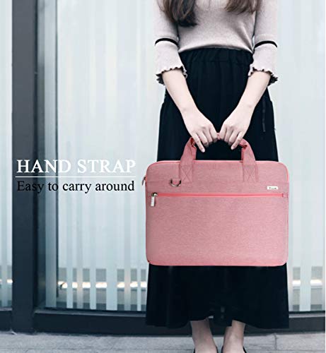 Voova Laptop Bag 17 17.3 Inch, 360° Protective Laptop Case Sleeve with Shoulder Strap Compatible with 17-18 Inch Lenovo Asus Acer Dell Hp, Waterproof Computer Bag Slim Briefcase for Women, Pink - color: Pink, size: 17-17.3 inch