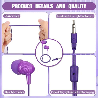 Macarrie 250 Pack Earbuds Bulk Kids Earbuds Headphones Classroom Earphones with Wire Ear Headphones for Schools Classrooms Libraries Children Students Gift (Bright Color) - color: Bright Color