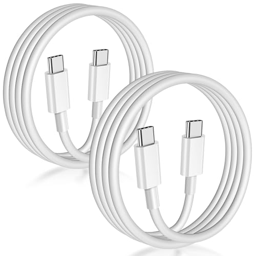 USB C to USB C Cable (6FT, 2Pack),Type-C 60W Fast Charging Cord Long for iPhone 17/16/15 Pro Max Samsung S25 S24 S23 Note 20 MacBook iPad Air，White - size: 2Pack-6FT