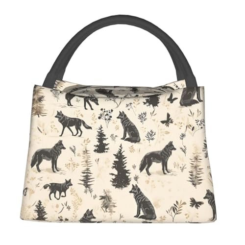 Wolf Forest Lunch Bag for Women, Girls, Kids, Reusable Insulated Lunch Box for Work, Office, Picnic, Travel, School, Gifts - color: Wolf Forest