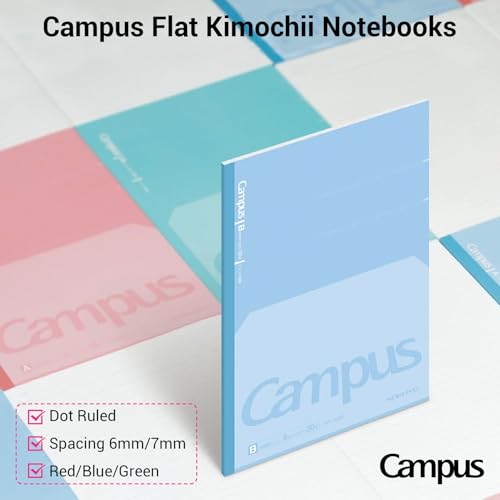 KOKUYO Composition Notebooks, 7" x 10" Kimochii Dot Lined Notebook, 30 Sheets College Ruled, 3 Pack B5 Notebook for School, School Supplies Comp Book for Note Taking, Green Pink Blue - color: Blue/Green/Pink