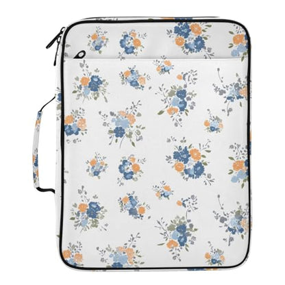 White Floral 3 Ring Zipper Binder Accordion File Organizer Expanding File Folder Expandable for Documents A4 Letter Size