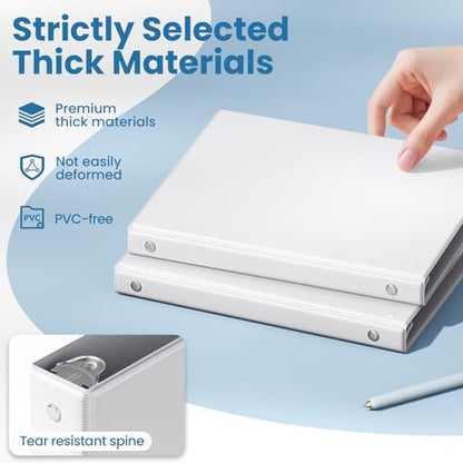 SUNEE 1/2 Inch Binders 3 Ring 10 Pack Bulk, PVC-Free Clear View Half Inch Binders (Fits 8.5x11 Inches) for School, Office & Home Use, White - color: White, size: 0.5 Inch, style: 10 Pack