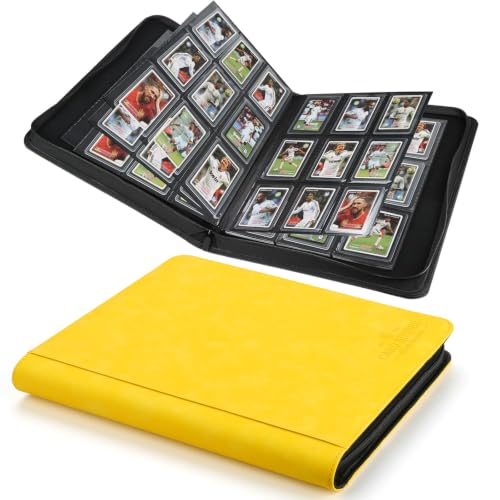 Toploader Binder,Toploader Hard Cases, 9-Pocket Pages Sleeves Hold up 288 Cards.Toploader Card Binder with Sleeves for “3×4” rigid，Card Holder(YELLOW) - color: yellow2, size: 9 Pocket 288 Toploader