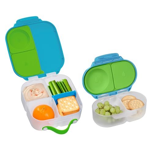 b.box Lunch Box Kids 2-pack, Mini Lunch Box + Snack Containers for Kids | 4.25 + 1.75 Cup Bento Box for Kids, Snack Box, Lunch Containers, Leak Proof, Dishwasher Safe, BPA Free, PFAS Free, Ages 4m+ - color: Ocean Breeze