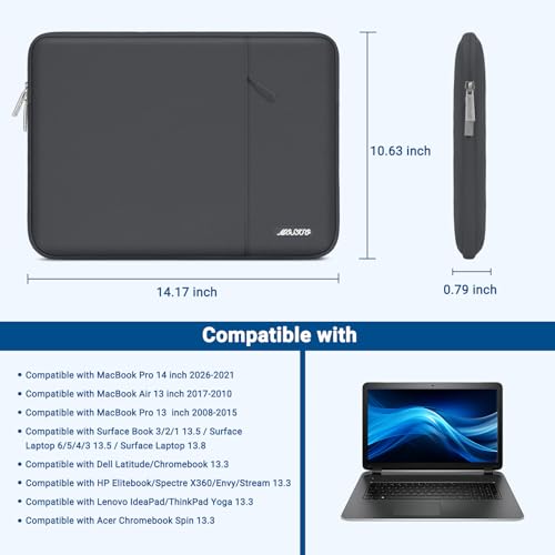 MOSISO Laptop Case 13.3 inch, 13-13.3 inch Laptop Sleeve Compatible with MacBook Air/Pro 13/Pro 14 M5 M4 M3 M2 M1, HP Dell ASUS Lenovo,Polyester Vertical Computer Sleeve Bag with Pocket, Dawn Gray - color: Dawn Gray, size: 13.3 inch