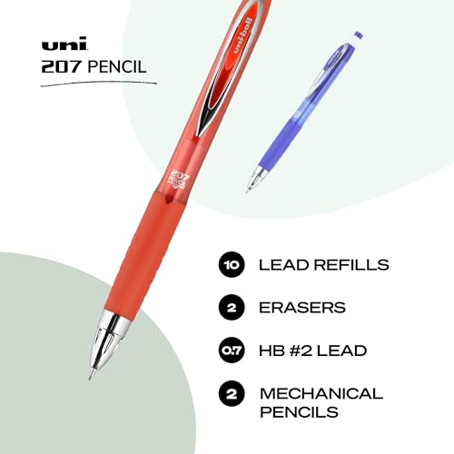 uniball 207 Mechanical Pencil Starter Kit, 0.7mm, HB #2, 2 Pack - color: Blue & Red, size: 1 Count (Pack of 2)
