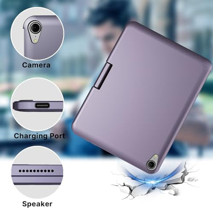 edaiser Swivel Keyboard Case iPad mini 7th A17 Pro & 6th Generation Purple | 360 Degree Rotatable Protective Cover | Compact Bluetooth Keyboard | Trackpad | RGB Backlit | Flexible Use for Kids/Students - color: Metallic Purple, size: iPad Mini (7th-6th)