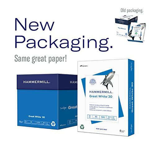 Hammermill Printer Paper, Great White 30% Recycled Paper, 3 Hole - 92 Bright, Made in the USA, 086702C - 10 Ream (5,000 Sheets) - size: 10 Ream | 5000 Sheets, style: 3 Hole (8.5x11)