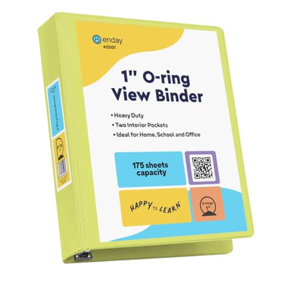 Enday 1 Inch Binder, Green 3 Ring Binder 1 Inch, Heavy Duty Three Ring Binder, 175 Sheets Capacity - One Inch Binder for Home School and Office. - color: Green, size: 1-Inch