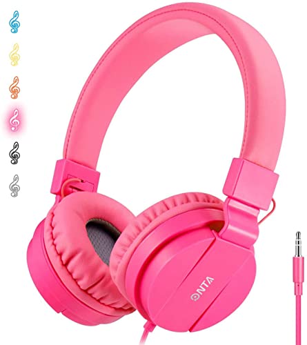 ONTA Kids Headphones for Boys Girls - Child Student Headset Wired Plug Toddler Earphones School Teen on Ear for Ipad | Computer | Smart Phone | Amazon Fire Tablet | Laptop | Plane Travel | Game, Pink - color: Pink
