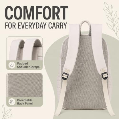 BTOOP School Backpack for Teens Large Cute Bookbag Lightweight 15.6 inch Laptop Bag for Girls Women Casual High School College - color: Beige-gray