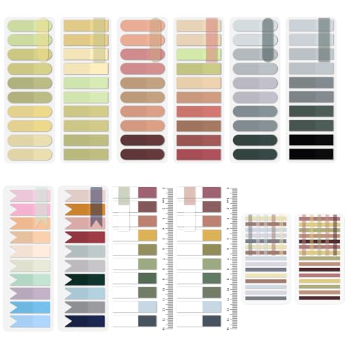 Temiary 2600 Pcs Transparent Sticky Index Tabs for Annotating, Colorful Books Tabs Clear Flags Strip Notes Tabs, Translucent Writable and Repositionable Page Marker for Bible Study Notebooks (Vintage) - color: Vintage
