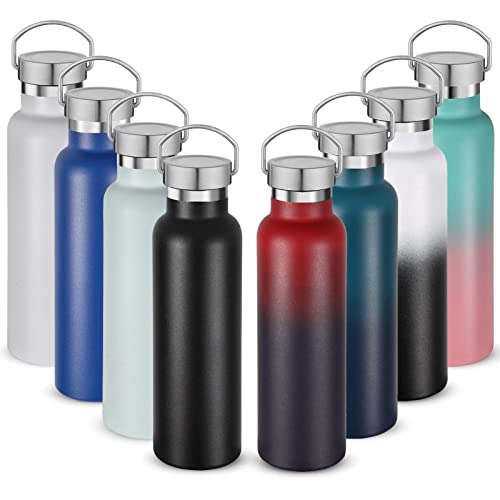 Neihepal 20 oz Insulated Water Bottles,Stainless Steel Double Wall Sport Bottle with Lid of Handle (8, Eight Color) - color: Eight Color