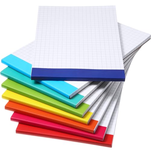 Jetec Small Graph Paper Notepad 5 x 8 Inch Mini Notebook Double Sided Memo Pads Back to School Supply Pocket Notepad Assorted Colors 50 Sheets Graph Paper Notebook(Grid(4x4),8 Pcs)