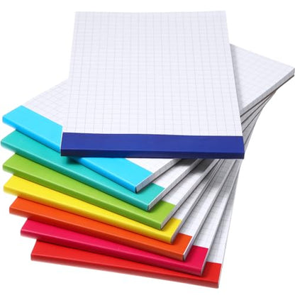 Jetec Small Graph Paper Notepad 5 x 8 Inch Mini Notebook Double Sided Memo Pads Back to School Supply Pocket Notepad Assorted Colors 50 Sheets Graph Paper Notebook(Grid(4x4),8 Pcs)