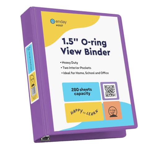 Enday 3 Ring Binder 1.5 Inch, Purple Heavy Duty Three Ring Binder, 325 Sheets Capacity - 1.5 Inch Binder for Home School and Office - color: Purple, size: 1.5-Inch