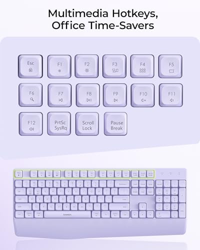 seenda Wireless Bluetooth Keyboard Mouse Combo, Ergonomic Keyboard with Wrist Rest, Silent Mouse, USB & Bluetooth Multi-Device, Full-Size Compatible for Windows PC Laptop Mac MacBook, Purple - color: Purple