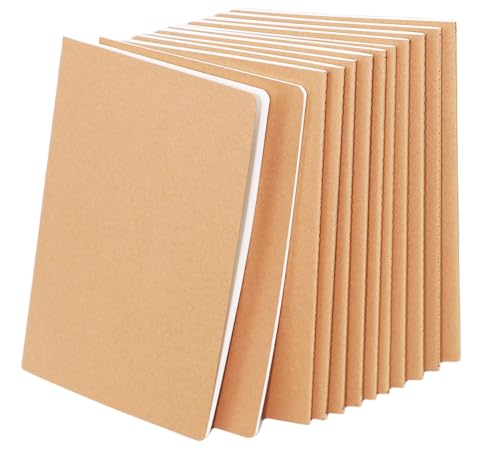 12 Pack A5 Blank Notebook Bulk Kraft Cover Travel Journals Composition Diary Subject Notebooks Planner 60 Pages, 8.3”x 5.5” - style: 12pack Blank page