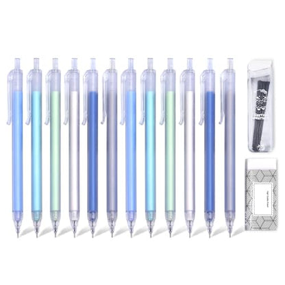 0.7mm Cute Mechanical Pencil Set 12 PCS Pastel Mechanical Pencils With 1 Erasers,1 Tube HB Lead Refill For Writing,Sketching,Drawing,Student Stationary
