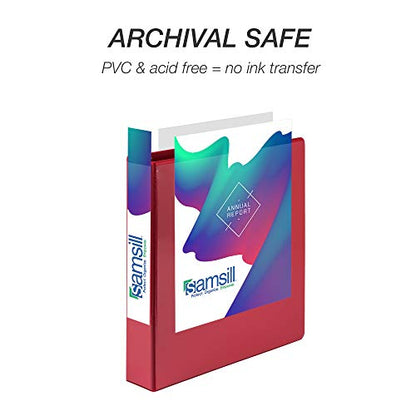 Samsill 4 Pack Durable 1.5 Inch 3 Ring Binders, Round Ring, Clear View Cover for Presentations, Red - color: Red, size: 1.5-Inch