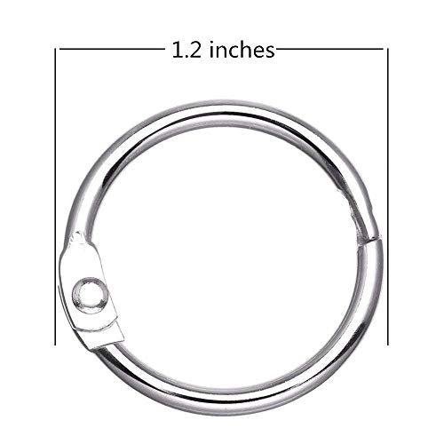 Antner 100PCS 1 1/5 Inch Loose Leaf Binder Rings Nickel Plated Small Metal Book Rings Keyrings for Paper, Index Cards, Flashcards, Keychains, Crafts, Home Office Organization, Silver - size: 1.2 Inch-100 Pieces