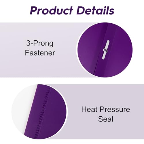 6-Pack Plastic Folders with Pockets and Prongs,2-Pocket Folders with 3 Fasteners, Holds 8-1/2" x 11" Paper for School/Office/Home, Purple - color: Purple, size: 6-Pack