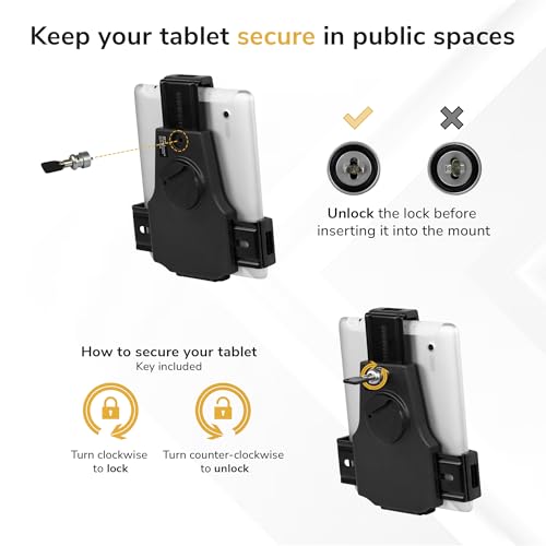 Mount-It! Anti-Theft Universal iPad & Samsung Tablet Floor Stand Kiosk, Locking Clamp, Height Adjustable 24.8"–42.5", 360° Rotating POS Kiosk for 7.9"–11" Tablets, Silver - size: Floor - Stand