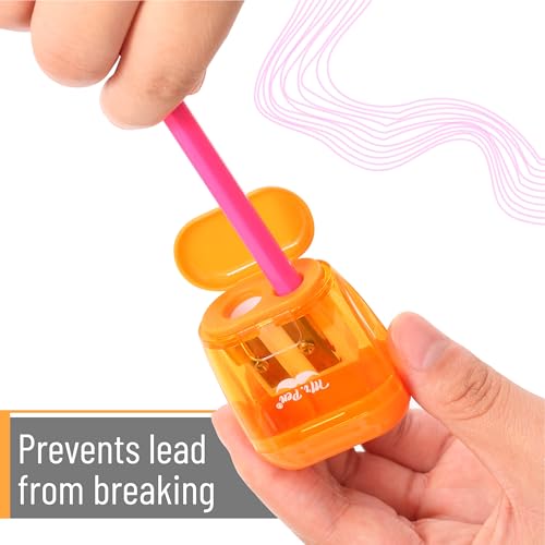 Mr. Pen- Pencil Sharpeners Manual, 24 Pack, Dual Hole, Colorful | Bulk Handheld Pencil Sharpener, Compatible with Standard and Jumbo Pencils, Snap-on Lid, Stainless Steel Blade