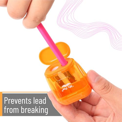 Mr. Pen- Pencil Sharpeners Manual, 24 Pack, Dual Hole, Colorful | Bulk Handheld Pencil Sharpener, Compatible with Standard and Jumbo Pencils, Snap-on Lid, Stainless Steel Blade