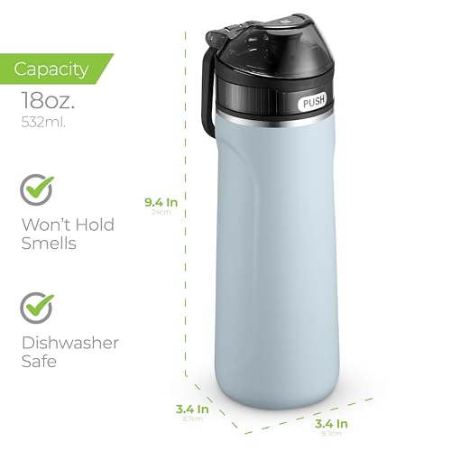 SipX Insulated Water Bottle, Water Bottle with Straw Lid, 18 oz Triple Insulated Stainless Steel, Leakproof, BPA-Free, Slim Durable Metal Bottle for School, Gym & Office, Blue - color: Blue